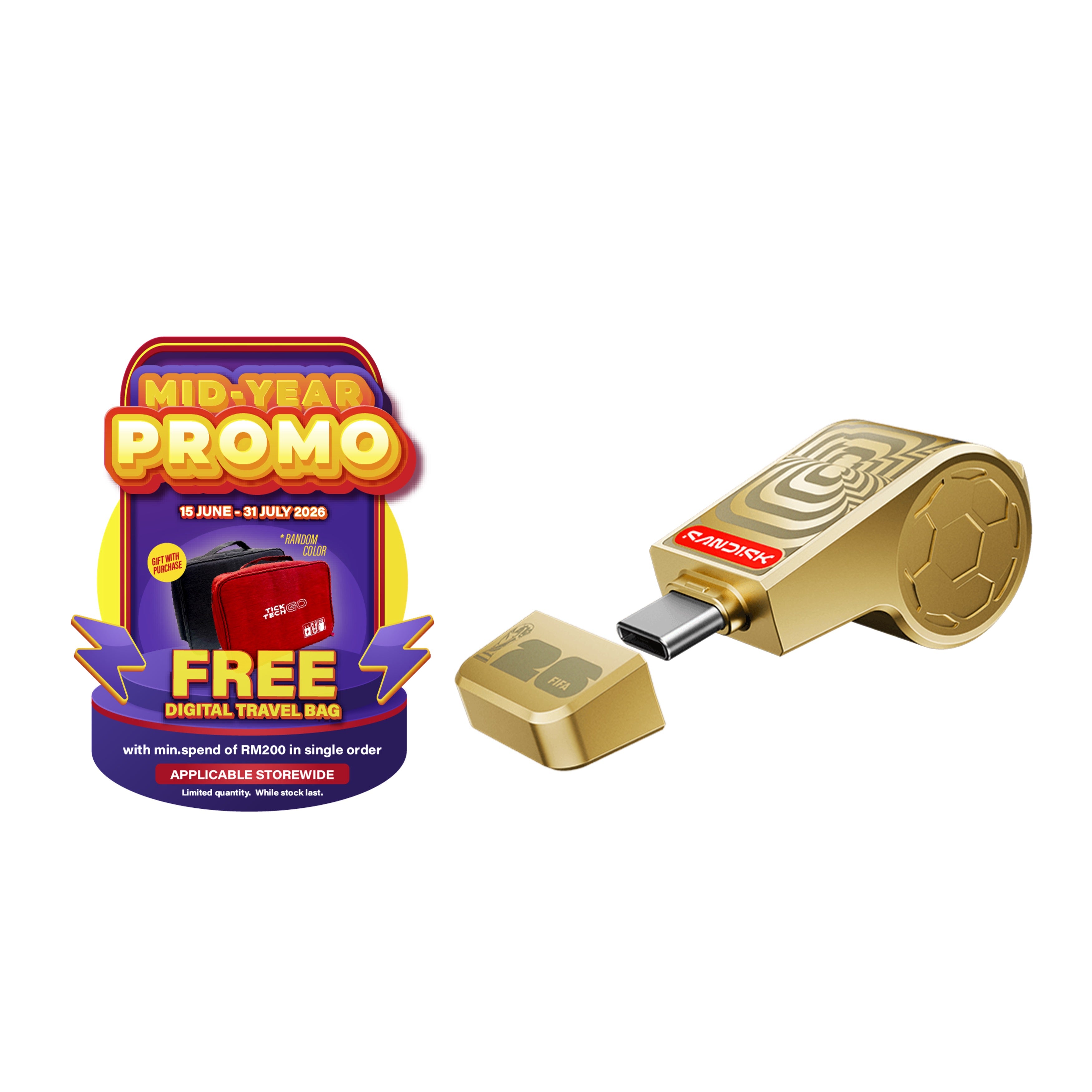 Sandisk® USB-C™ Flash Drive SDCZIA: FIFA World Cup 2026™ Gold Edition (128GB)-Data Storage-futuromic